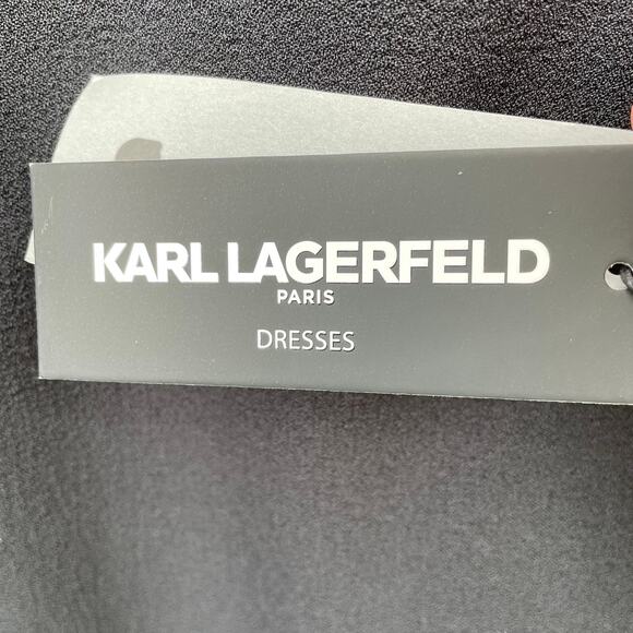 Karl Lagerfeld Dress NWT black Size 6 Midi Tulip Sleeve Classic Versatile - Picture 9 of 11